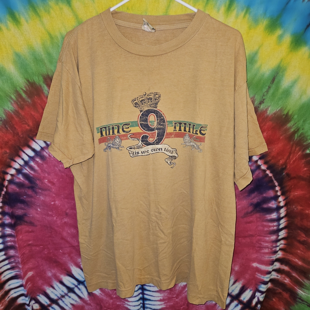 Vintage Single Stitch Tan Nine Mile Rastafari Graphic T-Shirt Size L